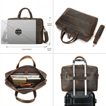 Masiwei muška torba od Crazy Horse kože, vrhunske kvalitete, retro stil, torba za 15-inčni laptop