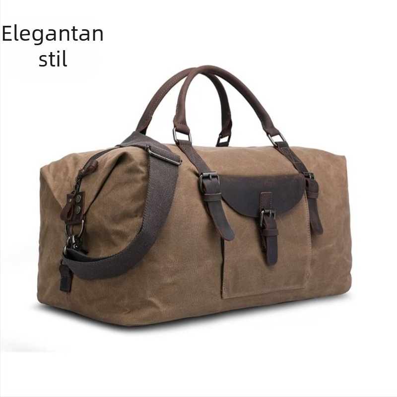 Vintage platnena torba s voskom i Crazy Horse kožom, torba preko ramena za dokumente, muška torba, velika zapremina, vodootporna i otporna na habanje