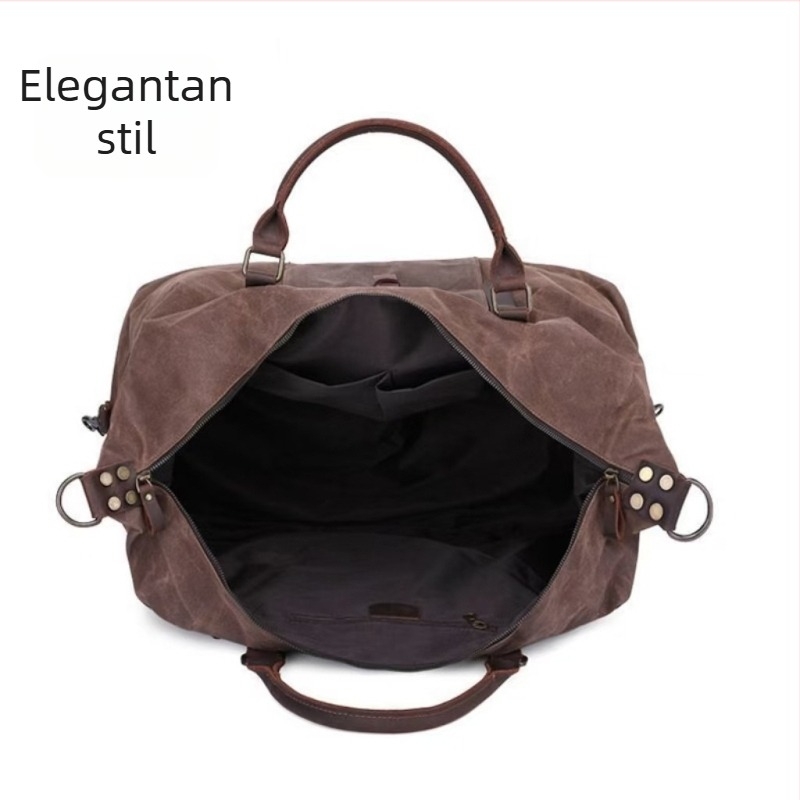 Vintage platnena torba s voskom i Crazy Horse kožom, torba preko ramena za dokumente, muška torba, velika zapremina, vodootporna i otporna na habanje