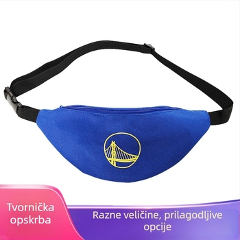 Pojasna torbica od platna sa zatvaračem, plava s printom slova, crossbody torba za mobitel, Oxford 600D