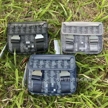 Muška crossbody torba preko ramena s preklopom, kvilting dizajn, PU materijal, velik kapacitet