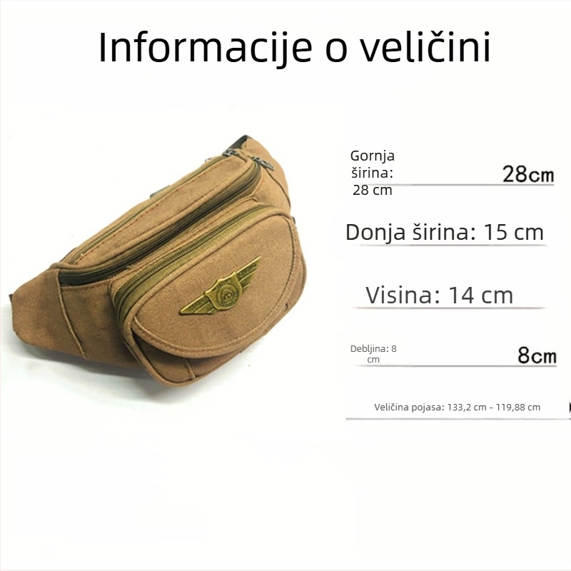 Platnena pojasna torba za muškarce i žene, pogodna za 8-inčni uređaj, za aktivnosti na otvorenom