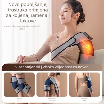 Grijajući masažer za koljeno s vibracijom i toplinskom kompresijom – prijenosni višenamjenski električni masažer za koljeno, rame i lakat