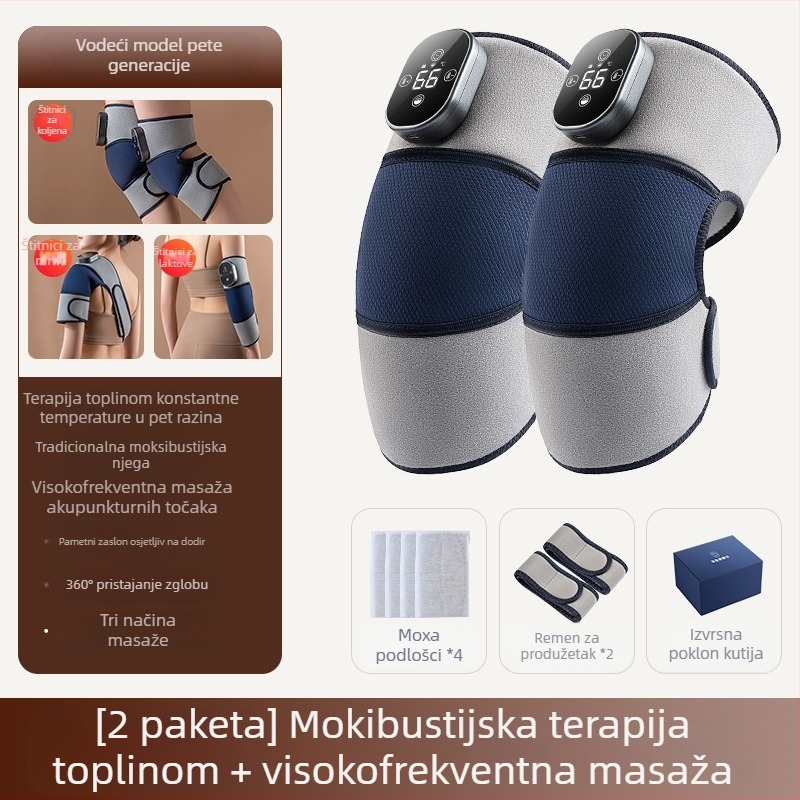 Grijajući masažer za koljeno s vibracijom i toplinskom kompresijom – prijenosni višenamjenski električni masažer za koljeno, rame i lakat
