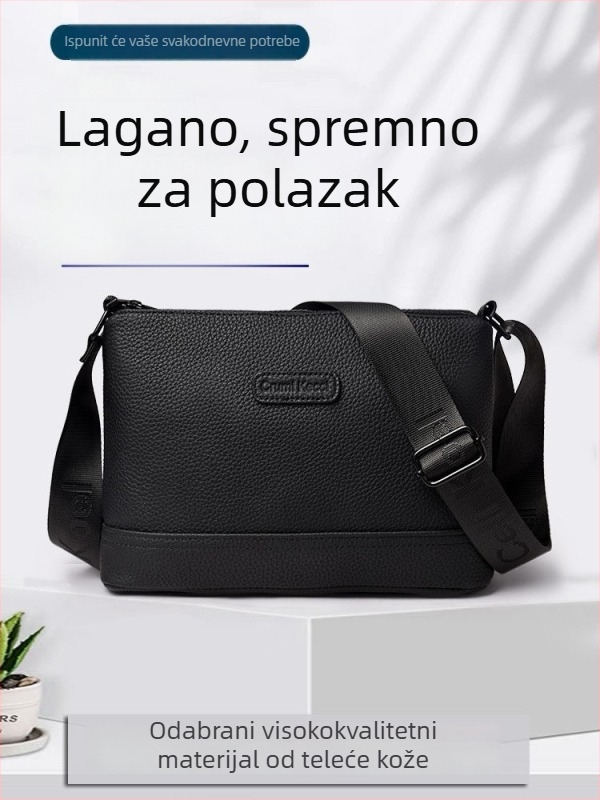 PU kožna muška crossbody torba, poslovno- casual stil, velik kapacitet