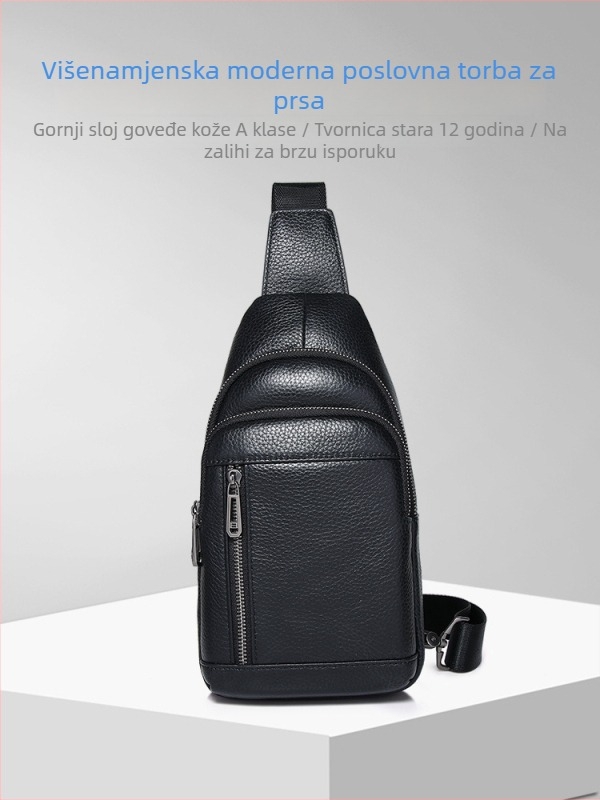 Muška kožna crossbody torba za poslovni stil, kompaktna, za 8-inčni prijenosnik, elegantna kvaliteta, proljeće 2025