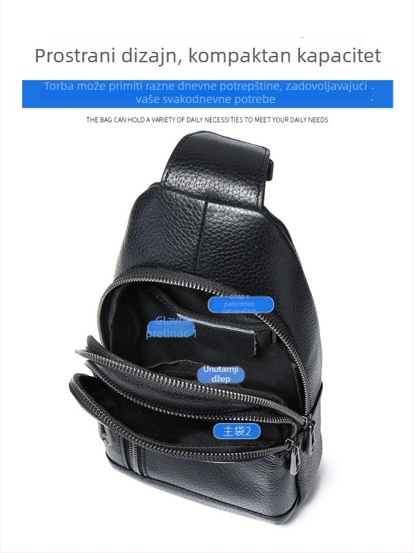 Muška kožna crossbody torba za poslovni stil, kompaktna, za 8-inčni prijenosnik, elegantna kvaliteta, proljeće 2025
