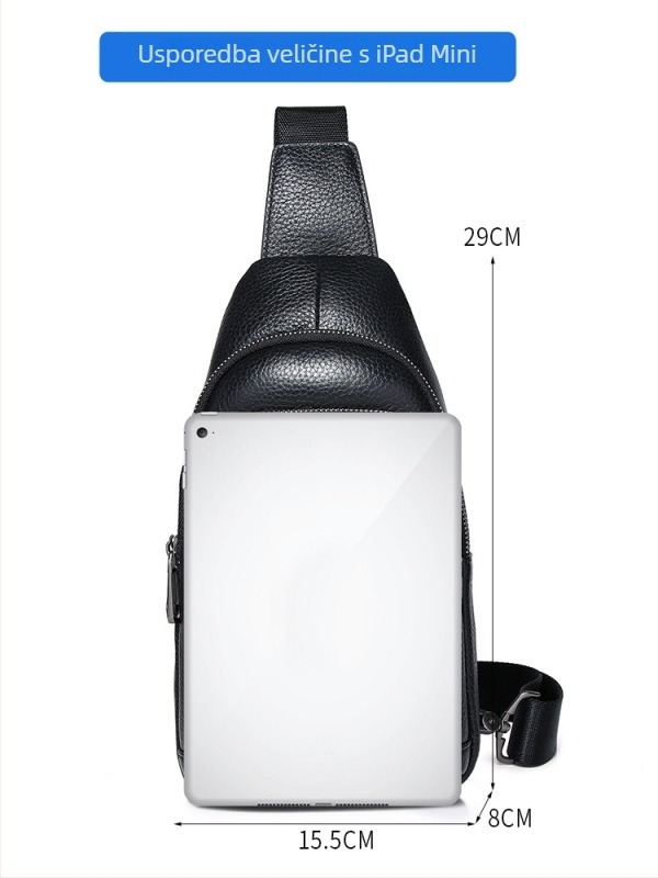 Muška kožna crossbody torba za poslovni stil, kompaktna, za 8-inčni prijenosnik, elegantna kvaliteta, proljeće 2025