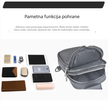 Unisex PU torba preko ramena s vertikalnim dizajnom – mekana koža, vrhunska teleća koža, velik kapacitet, za poslovne i putne potrebe, za 8-inčni prijenosnik