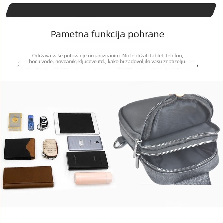 Unisex PU torba preko ramena s vertikalnim dizajnom – mekana koža, vrhunska teleća koža, velik kapacitet, za poslovne i putne potrebe, za 8-inčni prijenosnik