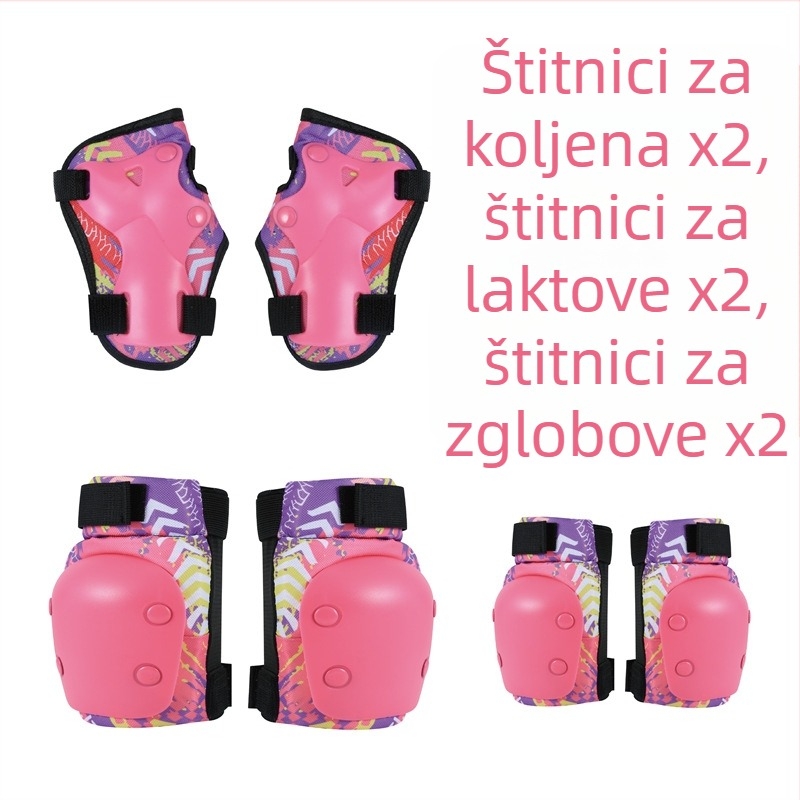 Dječji šestodijelni set zaštitne opreme za rolanje – zaštita za koljena, lakte, zglobove i dlanove, s motivom kornjače