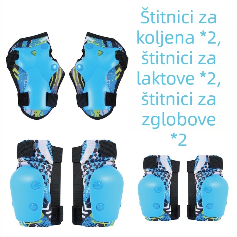 Dječji šestodijelni set zaštitne opreme za rolanje – zaštita za koljena, lakte, zglobove i dlanove, s motivom kornjače