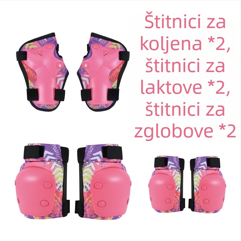 Dječji šestodijelni set zaštitne opreme za rolanje – zaštita za koljena, lakte, zglobove i dlanove, s motivom kornjače