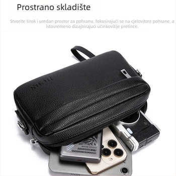 Muška torba preko ramena, jednobojna, PU koža, vodootporna i izdržljiva, za poslovna putovanja, 11-inčni laptop