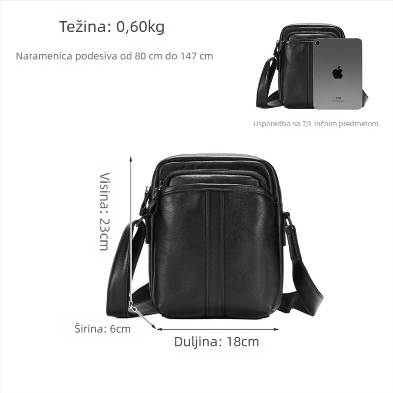 Muška crossbody torba za svakodnevne korištenje i putovanja, prenosna i višefunkcionalna.