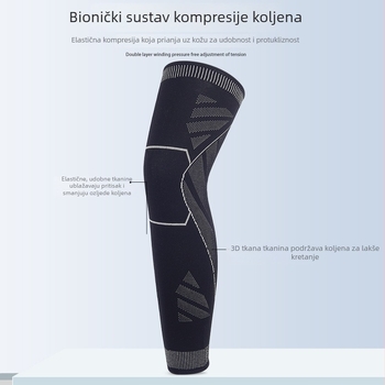 Sportska zaštita koljena za cijeli potkoljenac, produžena, protuklizna i elastična za čučnjeve, košarku i rolanje
