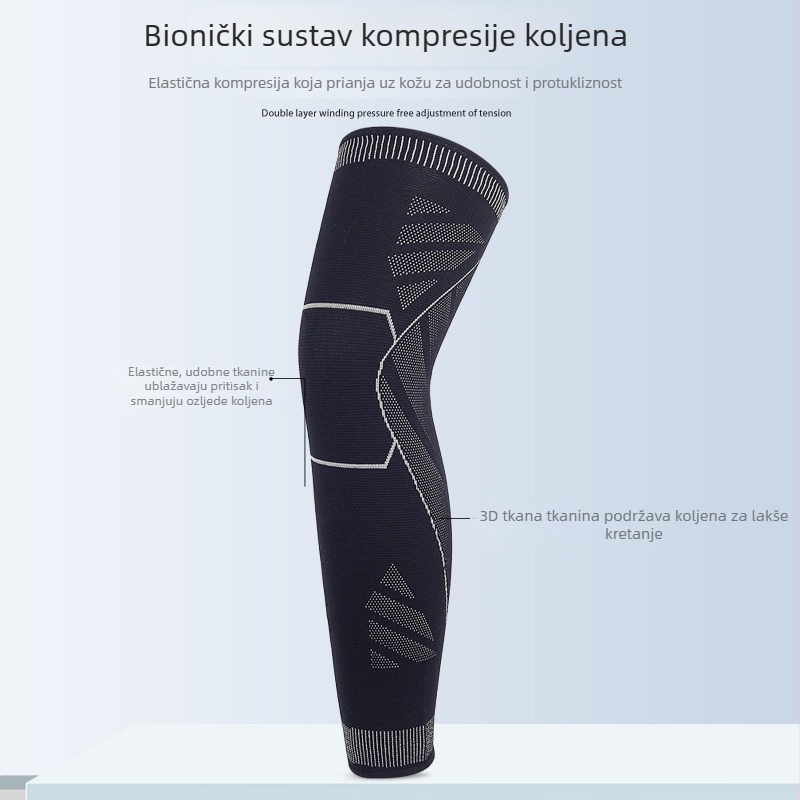 Sportska zaštita koljena za cijeli potkoljenac, produžena, protuklizna i elastična za čučnjeve, košarku i rolanje
