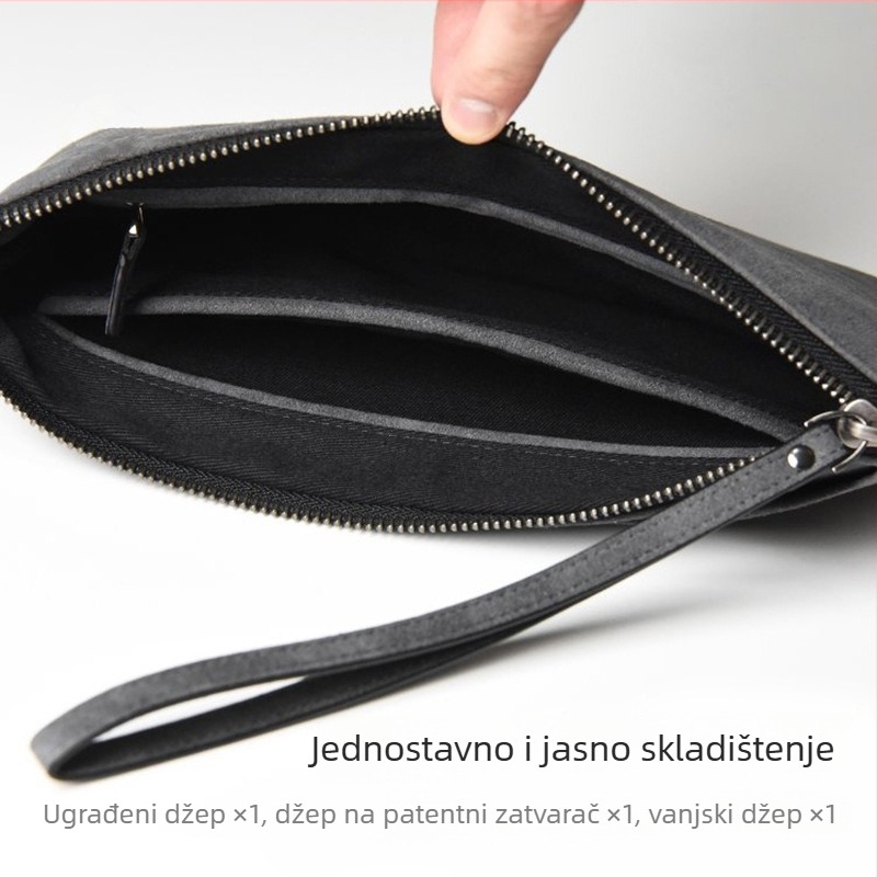 Alcantara muška clutch torba za mobitel, casual dizajn u stilu kofera, minimalistički dizajn, poslovno skladištenje