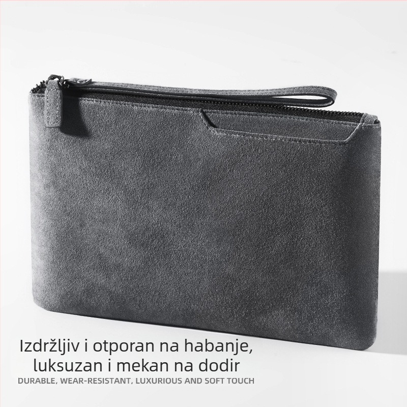 Alcantara muška clutch torba za mobitel, casual dizajn u stilu kofera, minimalistički dizajn, poslovno skladištenje