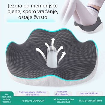 Jastuk za sjedenje od memorijske pjene, protuklizan i prozračan, potpora bokova za dugo sjedenje u uredu