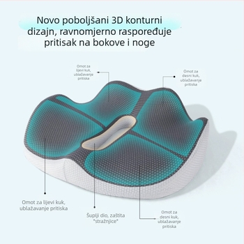 Jastuk za sjedenje od memorijske pjene, protuklizan i prozračan, potpora bokova za dugo sjedenje u uredu