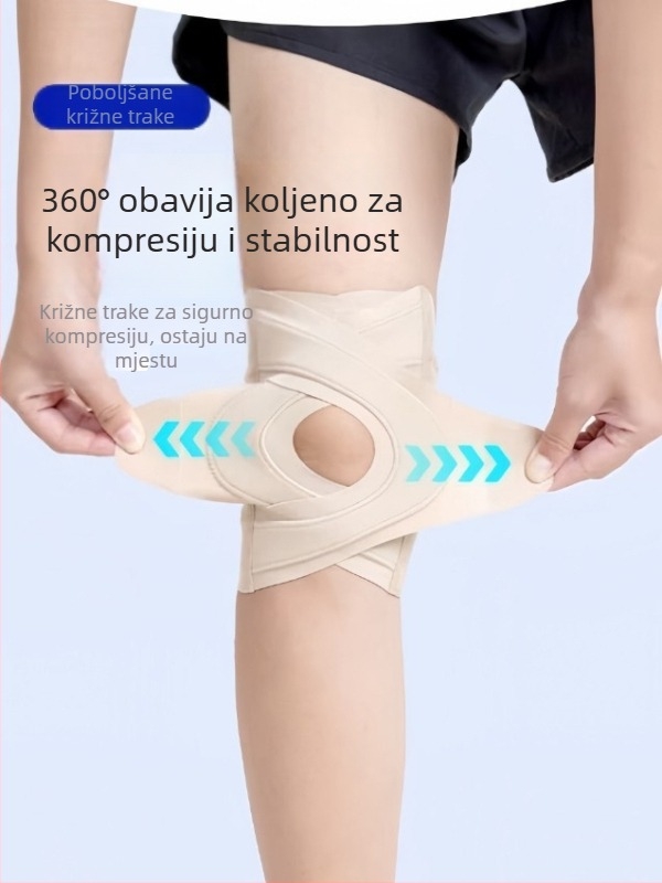 Tanko kompresijsko koljeno za meniskus, podrška koljenu za trčanje uz remen za patelu