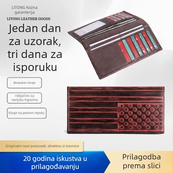 PU kožni novčanik s RFID zaštitom, više pretinaca za kartice, dizajn nacionalne zastave, velik kapacitet, poslovni stil