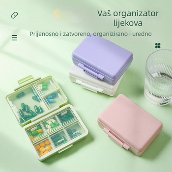 Nova vodootporna kutija za lijekove s 9 pretinaca, zatvorena, prijenosna, mogućnost tiskanja logotipa