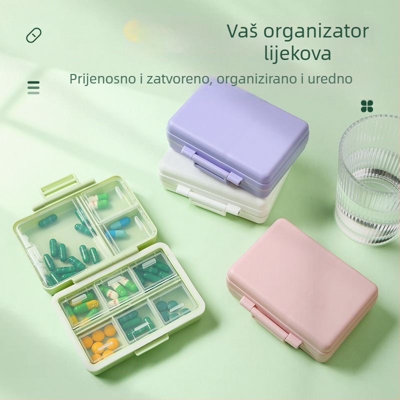 Nova vodootporna kutija za lijekove s 9 pretinaca, zatvorena, prijenosna, mogućnost tiskanja logotipa