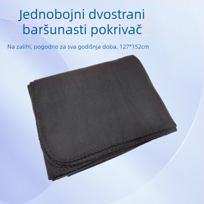 Jednobojna dvostrano baršunasta deka od poliestera, mala, lagana za sve sezone, pogodna za klimatizirane prostore
