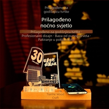 3D acrilna noćna svjetiljka s kalendarom - bežično punjenje, personalizirani suvenir