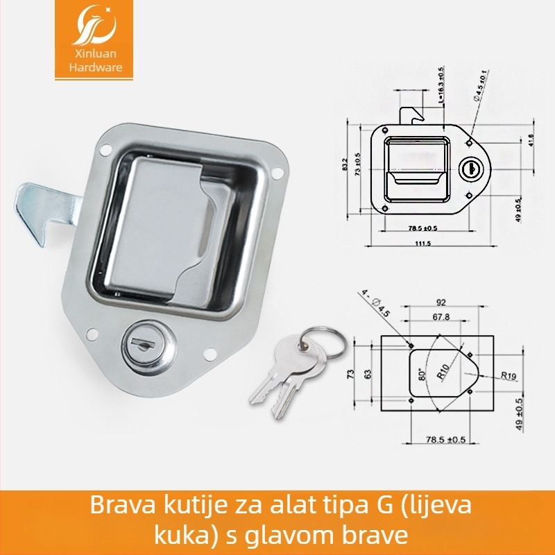 Xinluan G-tipa aluminijska brava za kutiju alata za specijalna vozila, RV-ove i građevinska vozila