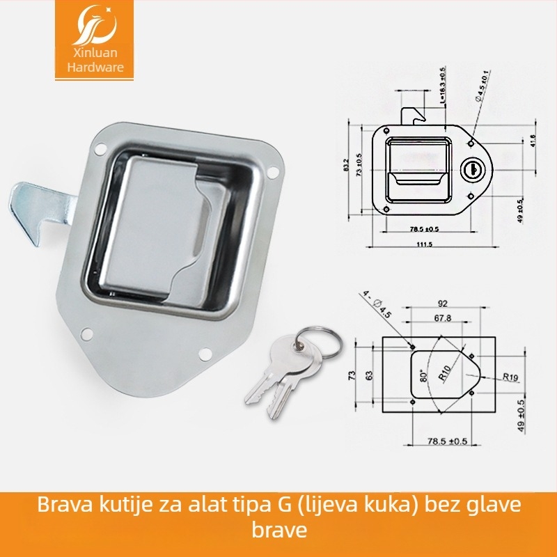 Xinluan G-tipa aluminijska brava za kutiju alata za specijalna vozila, RV-ove i građevinska vozila