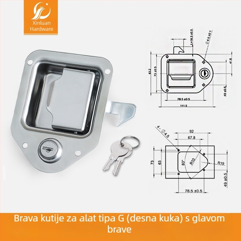 Xinluan G-tipa aluminijska brava za kutiju alata za specijalna vozila, RV-ove i građevinska vozila