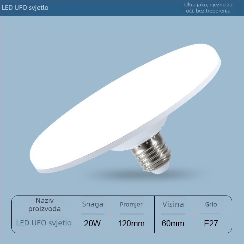 LED žarulja, ultra jaka za kućnu rasvjetu, lampa u obliku letećeg diska, E27 priključak, visoke snage, štedljiva rasvjeta