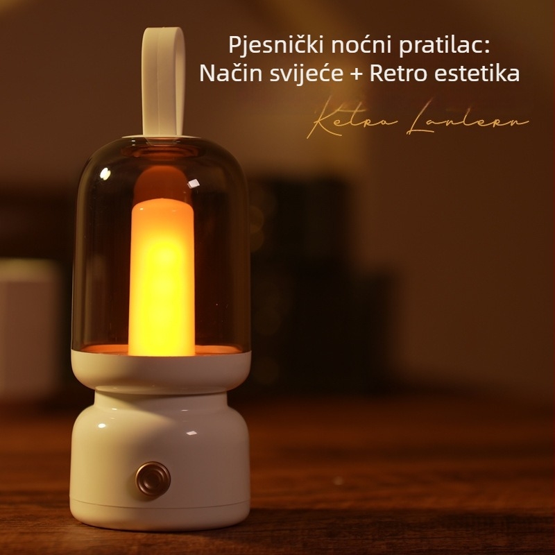 Retro prijenosna noćna lampica za spavaću sobu, visokokvalitetna atmosfera, mogućnost prilagođavanja poklona, prenosna punjiva stolna lampa za vanjske uvjete