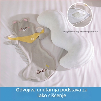 Dugački pamučni jastuk s karikaturnim dizajnom za trudnoću, jastuk za spavanje na bočnoj strani, s odvojivom navlakom
