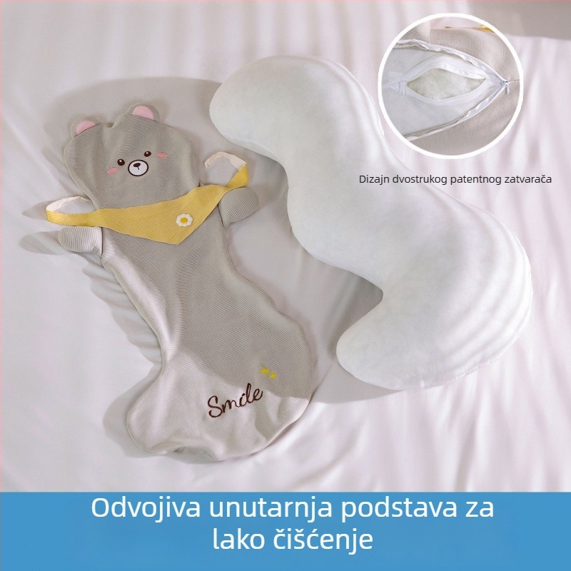 Dugački pamučni jastuk s karikaturnim dizajnom za trudnoću, jastuk za spavanje na bočnoj strani, s odvojivom navlakom