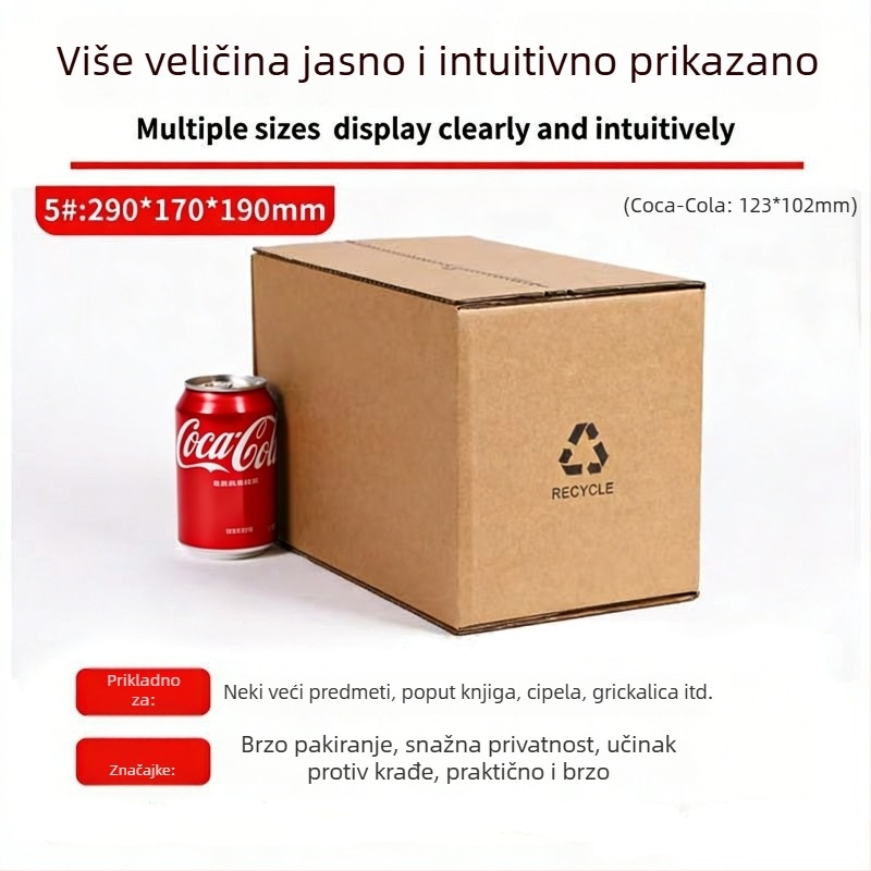 Kutija s zatvaračem od valovitog kartona, bez ljepive trake, ambalaža za logistiku e-trgovine