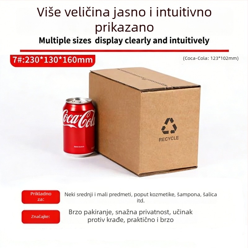 Kutija s zatvaračem od valovitog kartona, bez ljepive trake, ambalaža za logistiku e-trgovine