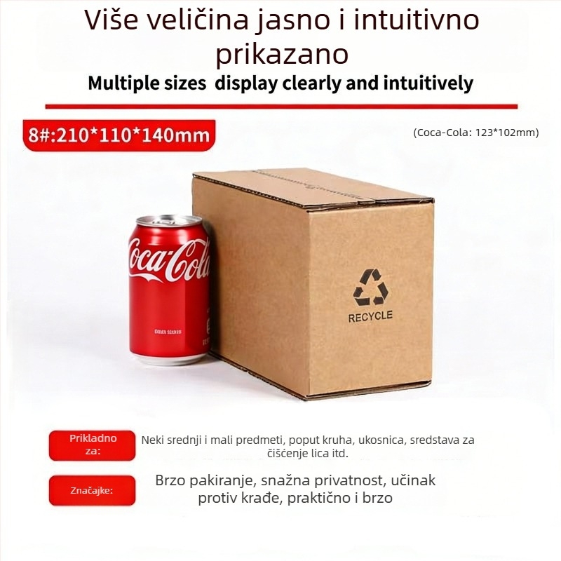 Kutija s zatvaračem od valovitog kartona, bez ljepive trake, ambalaža za logistiku e-trgovine