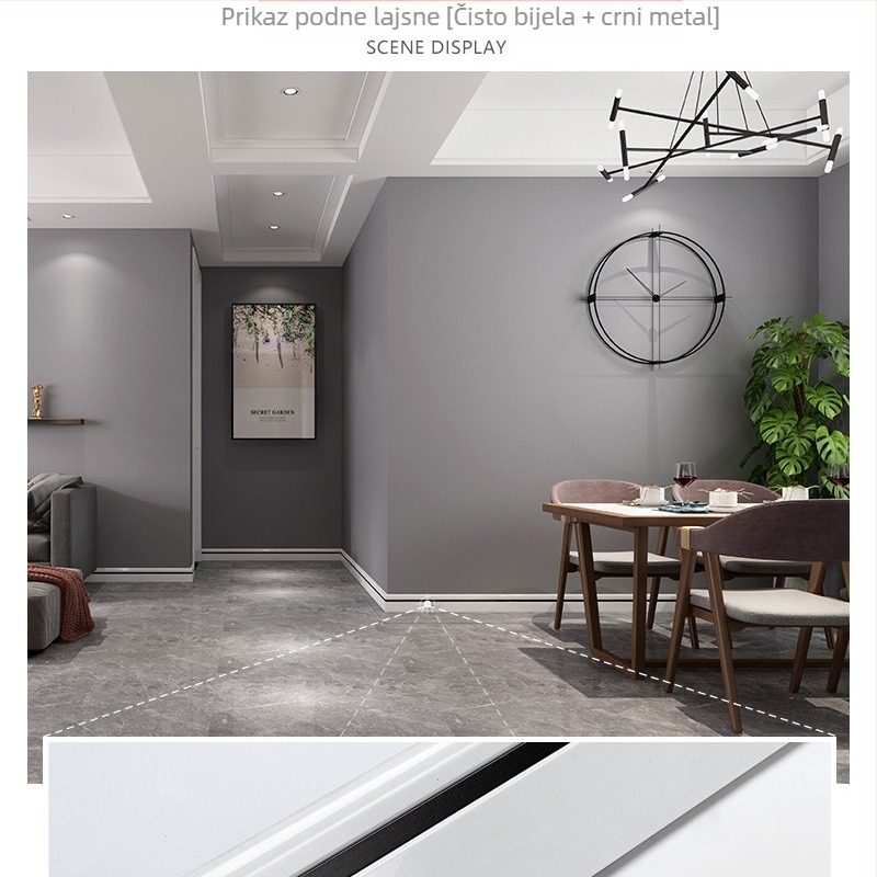 Dekorativni profil od mramora i aluminijske legure za zid i pod, visina 80 mm, debljina 13 mm, duljina 2400 mm (može se rezati)