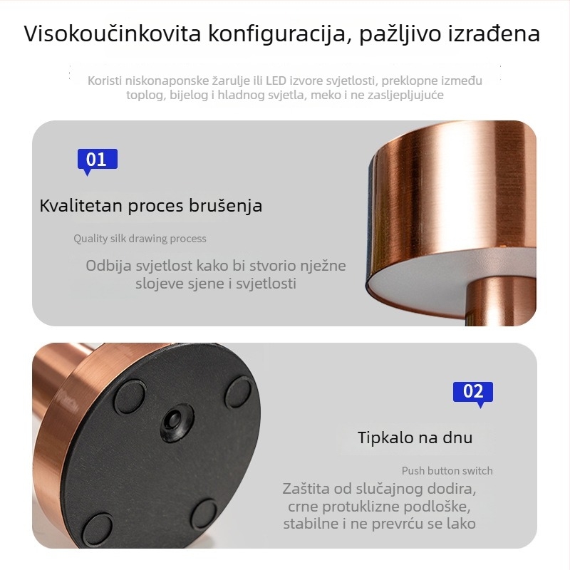 LED stolna lampa s dodirnim upravljanjem, punjiva, oblik bućice, ambijentalno svjetlo za bar, blagovaonu i spavaću sobu, zaštita očiju, noćno svjetlo