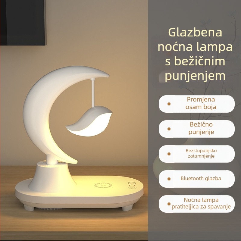 RGB noćna lampica s Bluetooth zvučnikom za spavaću sobu – ambijentalno svjetlo za san s ugrađenom baterijom