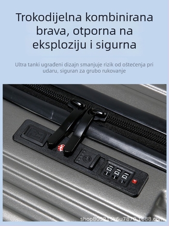 Višenamjenski proširivi kofer od PC materijala s teleskopskom ručkom, pogodan za ručni prtljag, dvostruki protueksplozijski zatvarač, velika kapaciteta