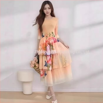 Zimska plisirana haljina s A-linijom, dugi rukavi, okrugli ovratnik, pulover stil, ležerno elegantno