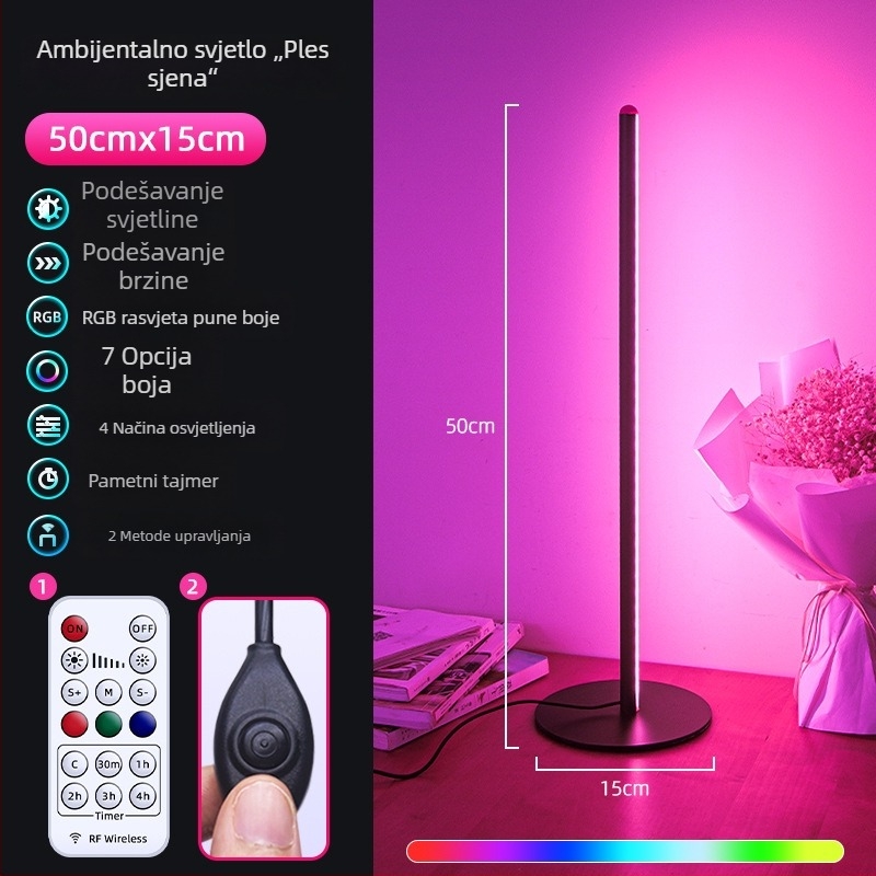 Moderna LED podna svjetiljka za dnevni boravak i spavaću sobu, kutna uspravna svjetiljka od aluminijske legure