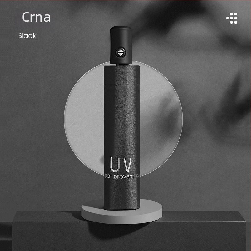 Automatska kišobran s tri dijela, UV zaštita, crna tkanina, ispis logotipa, reklamna uporaba