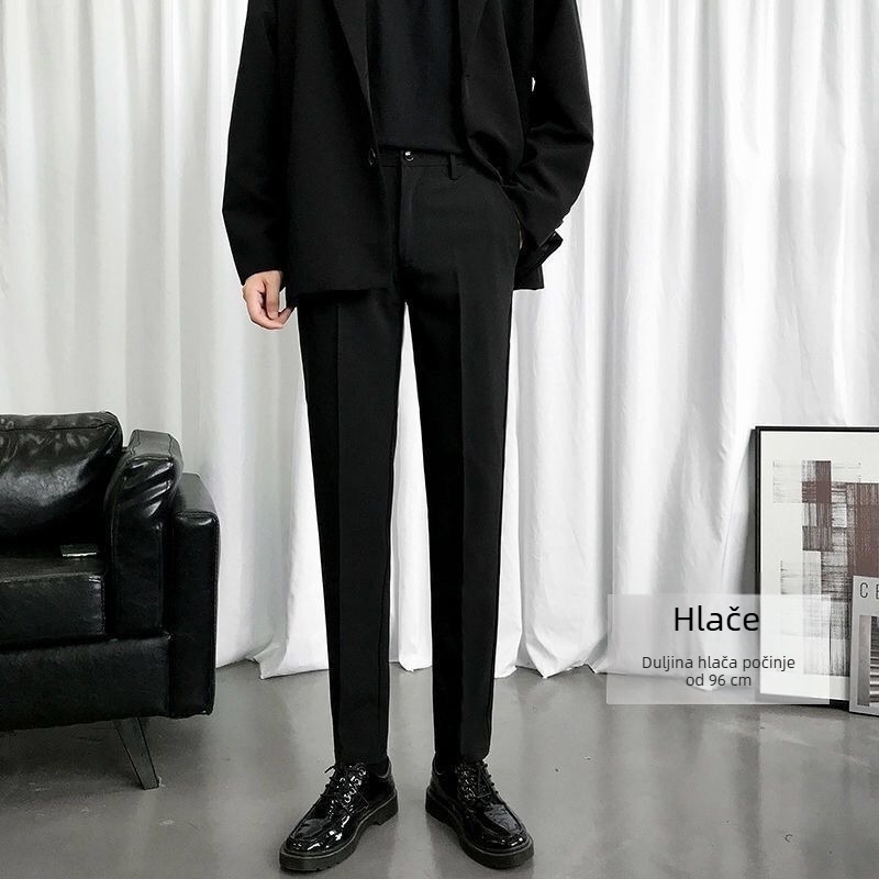 Muško sako u korejskom stilu, crno, slim fit, casual blazer za proljeće i jesen, plus veličina