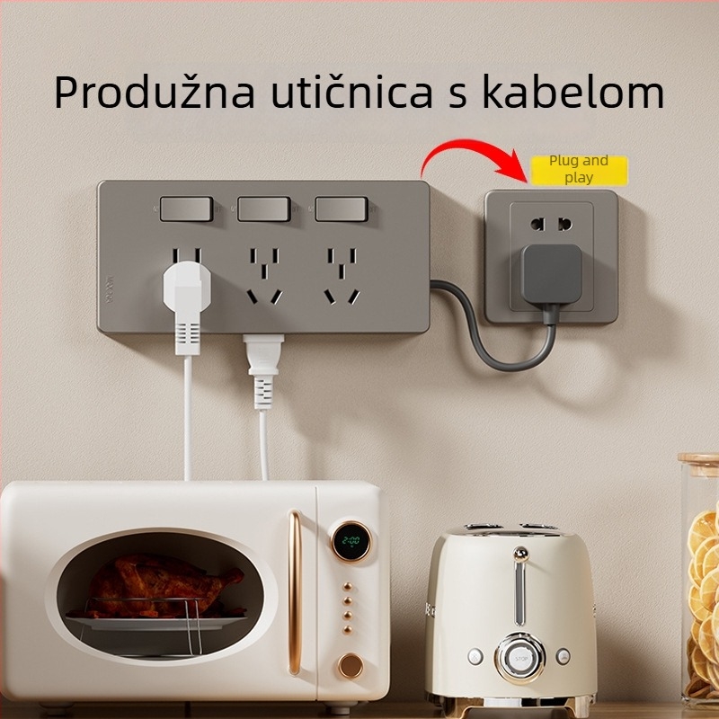 86-tip produžni priključak s indikatorom, površinski montiran, više utičnica, bez žice, pojedinačno upravljive utičnice